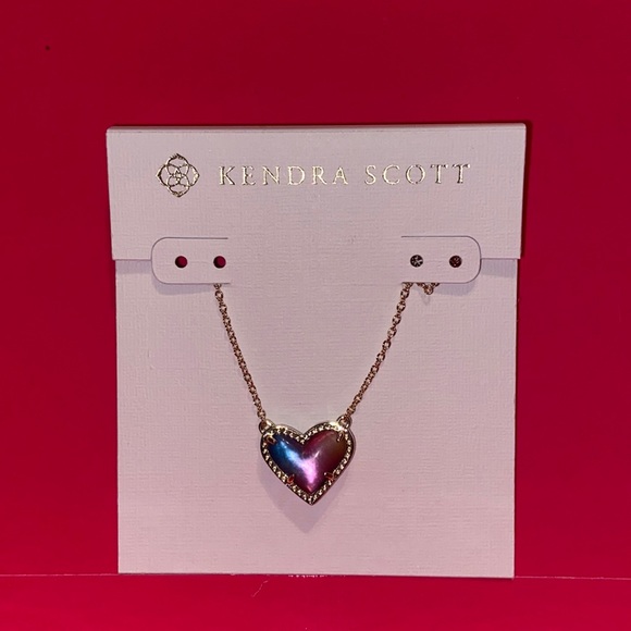 NWT Kendra Scott Ari Heart Gold Pendant Necklace watercolor illusion - Picture 4 of 8